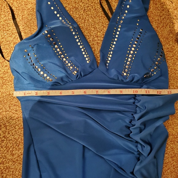 Blue Party Bodycon Halter Dress with Sequins - Picture 5 of 5